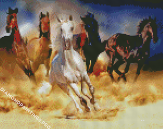 Adorable Five Horses Diamond Painting