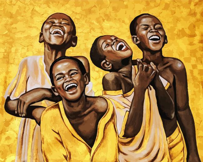African Children Laughing diamond painting