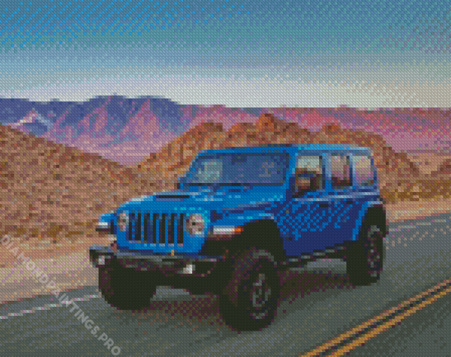Blue Jeep Car diamond painting