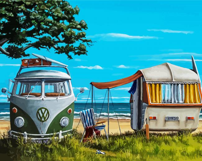 Camping By Beach diamond painting