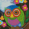 Cute Owl Bird And Flowers diamond painting