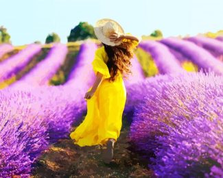 Girl In Lavender Field diamond painting