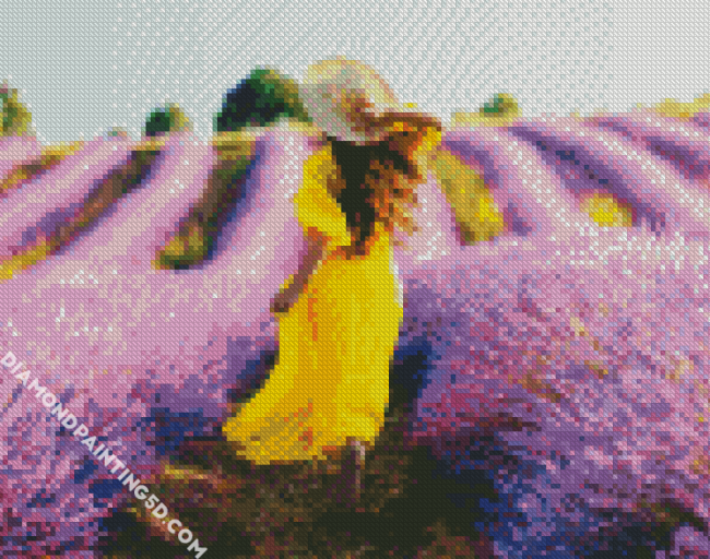 Girl In Lavender Field diamond painting