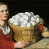 Girl With Basket Of Chicken Eggs Diamond Painting
