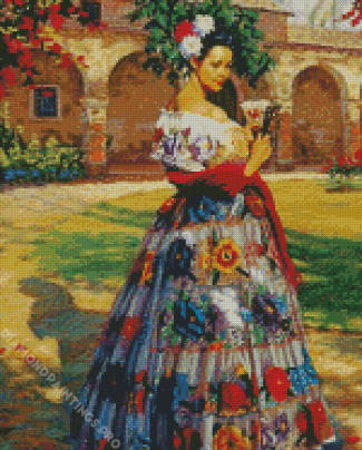 Hispanic Lady In A Dress diamond painting