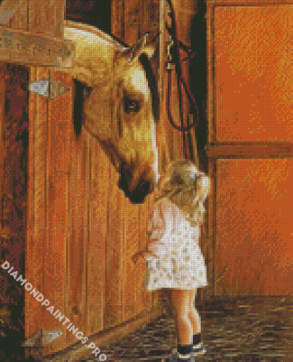 Little Girl With Horse Diamond Painting
