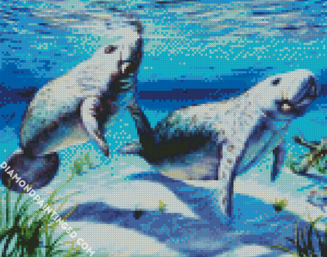 Manatees Underwater diamond painting