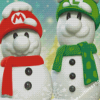 Mario And Luigi Snowman Diamond Painting