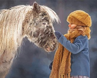 Pretty Little Girl With Horse Diamond Painting
