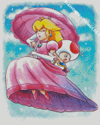 Princess Peach And Toad Diamond Painting