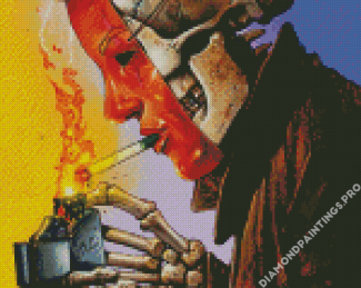 Skull With Cigarette And Mask Diamond Painting