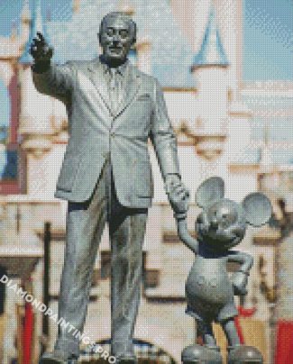 Statue Of Walt And Mickey Diamond Painting