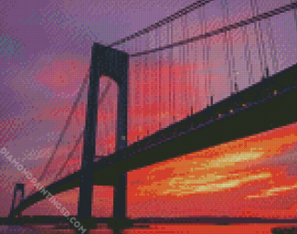 Sunset At Brooklyn Bridge diamond painting