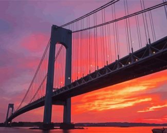 Sunset At Brooklyn Bridge diamond painting