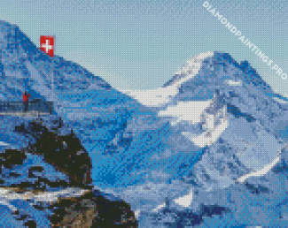 Swiss Alps Snowy Mountains Diamond Painting