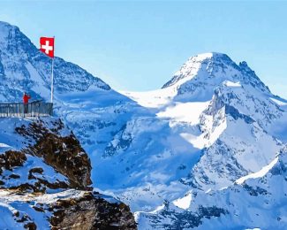 Swiss Alps Snowy Mountains Diamond Painting
