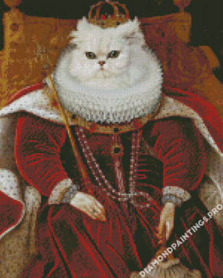 White Royal Cat Diamond Painting