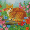 Cat And Flowers diamond painting
