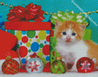 Christmas Kitten diamond painting