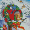 Christmas Mailbox With Birds diamond painting