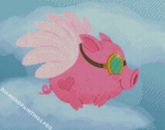 Pink Flying Pig Diamond Painting