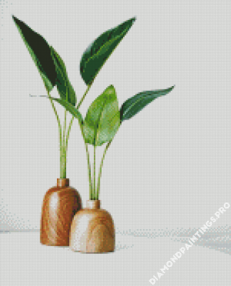 Wooden Pots Minimalist Plant Diamond Painting