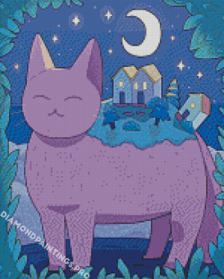 Fantasy Purple Cat Diamond Painting