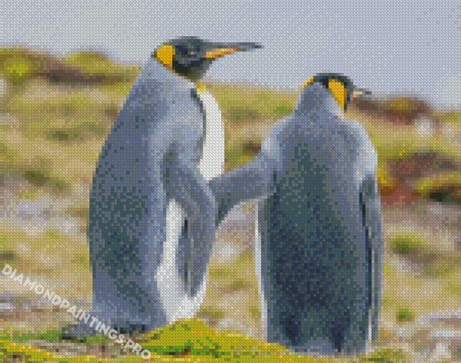 Grey Penguins Diamond Painting