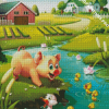 Happy Pig And Chick Diamond Painting