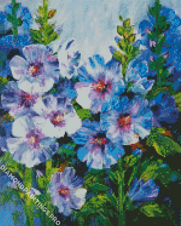Hollyhocks Flowering Plant Art diamond painting