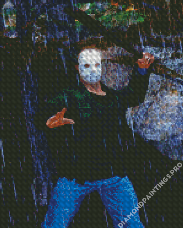 Jason Goes To Hell Under Rain Art Diamond Painting
