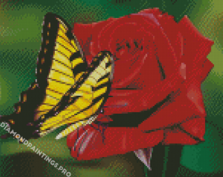 Monarch Butterfly Rose Diamond Painting
