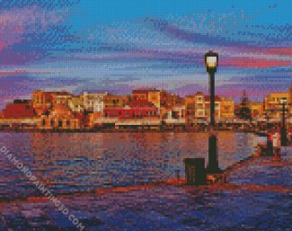 Old Venetian Port Of Chania Greece diamond painting