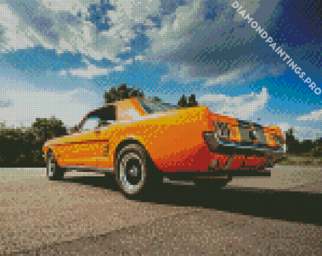Orange 66 Ford Mustang Diamond Painting
