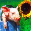 Pig And Sunflower Diamond Painting