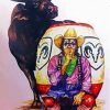 Rodeo Clown Hiding From Bull Diamond Painting