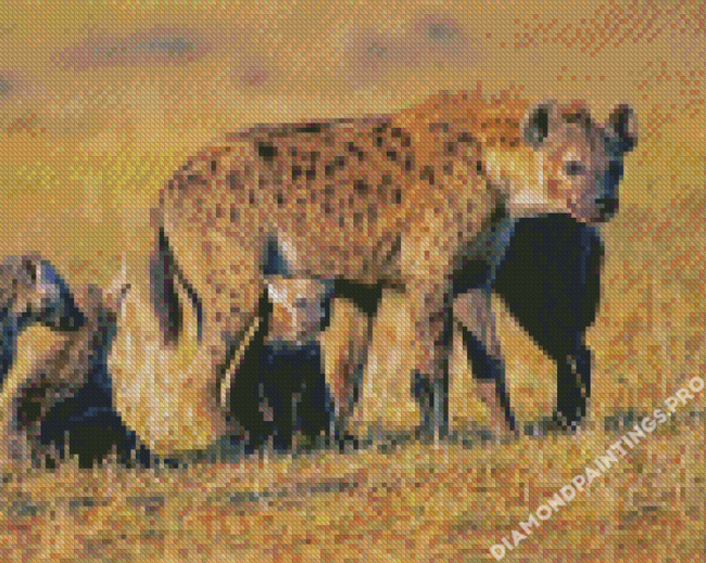 Spotted Hyena Animal Family Diamond Painting