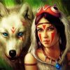 Woman And Wolf Diamond Painting