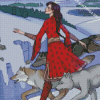 Woman And Wolves Diamond Painting