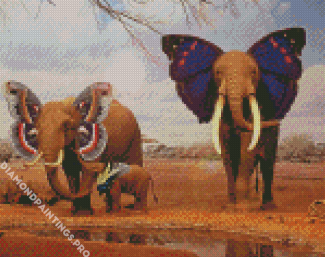 Elephants And Butterfly Ears Diamond Painting