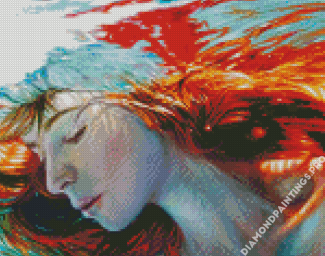Red Hair Woman In Water Art Diamond Painting
