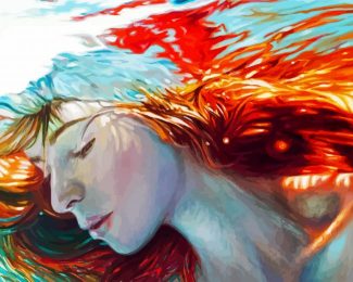 Red Hair Woman In Water Art Diamond Painting