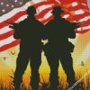 American Flag And Military Silhouette Diamond Painting