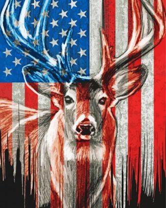 American Flag Deer Diamond Painting