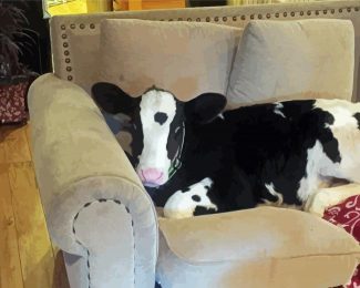 Cow On Couch Diamond Painting