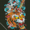 Tiger And Skull Art Diamond Painting