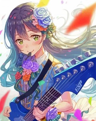 Anime Girl Playing Electric Guitar Diamond Painting