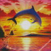 Dolphin At Sunset Seascape Diamond Painting