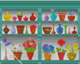 Flowers In A Cupboard Diamond Painting