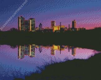 Fort Worth Skyline Reflection Diamond Painting